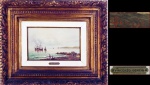 VINCENZO CENCIN. "Marinha italiana", óleo s/madeira, 14 x 23  cm. Assinado. Emoldurado, 39 x 48 cm.
