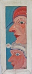 MAURINO. "Perfis", óleo sobre madeira, 64 x 28 cm. Assinado 1995.