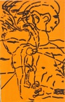 CABELO. "Sem Título", desenho s/tecido flanelado, 100 x 60 cm. Assinado e datado, 2000. Sem moldura.