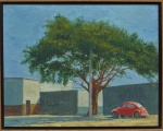 RICARDO NEWTON. "Fusca Vermelho", óleo s/tela, 55 x 70 cm. Assinado e datado, 2007. Emoldurado, 60 x 75 cm.