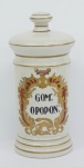 Pote de farmácia em porcelana francesa , decorado em policromia e ouro. Alt. 25 cm