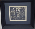 Goeld - "Pescadores", xilogravura MNBA, sem assinatura, sem tiragem, med. 17 x 17 cm, com moldura 32 x 32 cm.
