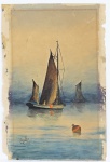 Coelho - "Marinha com Barcos", aquarela, assinada 920, med. 28 x 19 cm.