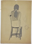 Regina Lingruber - "Menina na cadeira", desenho, assinado, med. 66 x 47 cm