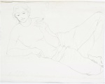 Isolda Hermes da Fonseca - "Figura feminina fumando", desenho, med. 40 x 50 cm, assinado.