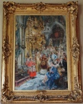 V. DE PAREDES. "Le Depart de la Procession Cathedrale de Valence", guache, 102 x 72 cm. Assinado no CID. Emoldurado, 133 x 103 cm