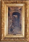 PEDRO WEINGARTNER. "Ciganos", osm, 54 x 28 cm. Assinado e datado no CIE, Roma 1890. Emoldurado, 80 x 54 cm