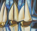 AMILTON SILVA DE MACEDO. "Barcos a vela", óleo s/tela,     x    cm. Assinado no verso, 02.