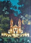 Francisco Oswald - "Igreja", óleo sobre eucatex, assinado c.i.e. Medidas 40 x 30 cm, moldura 58 x 48 cm.