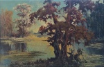 Alexander Lebedeffe - "Paisagem de pantano", óleo sobre tela, assinado c.i.e. Medidas 60 x 90 cm, moldura 81 x 1,13 cm.