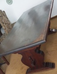 Mesa de jantar rustica em madeira nobre, c/ 2 gavetas, med 79x210x98 cm