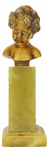 LOUIS SOSSON (França,Séc. XIX/XX) "Bust of Young Child". Escultura  Art Deco em bronze dourado .  Base em ônix. Alt. total 21 cm. Assinada.