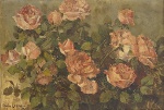 PAULO GUIMARÃES. "Rosas", óleo s/madeira, 38 x 55 cm. Assinado. Emoldurado, 60 x 78 cm.