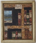 JOSE PAULO MOREIRA DA FONSECA. "Estante com livros", óleo s/eucatex, 40 x 30 cm. Emoldurado, 49 x 41 cm.