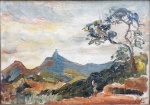GEORGINA DE ALBUQUERQUE. "Corcovado", óleo s/tela, 20 x 27 cm. Assinado no CID. Emoldurado, 42 x 50 cm. (reentelado).