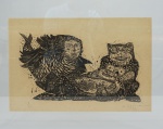 MARCELO GRASSMAN. "Animais Fantásticos", xilografia, tiragem 8/20, 35 x 41 cm. Assinado e datado no CID, 1952. Emoldurado com vidro, 55 x 74 cm.