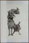 MARCELO GRASSMAN. "Animais Fantásticos", xilografia, tiragem 3/10, 59 x 41 cm. Assinado e datado no CID, 1953. Emoldurado com vidro, 74 x 54 cm.