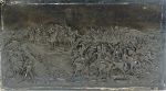 Placa em metal pintado, representando quadro de Pedro Américo "Independência ou Morte", 38 x 66 cm.
