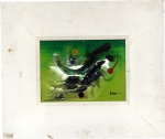 FUKA. "Abstrato", óleo s/eucatex, 15 x 20 cm. Assinado. Emoldurado, 35 x 40 cm.