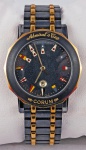 Relógio Korum Admiral 's Cup, caixa 35mm e pulseira em aço com detalhes em dourado, máquina sem funcionamento.