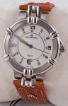 Relógio Maurice Lacroix, caixa em aço 36mm, pulseira de couro marrom em perfeito estado.