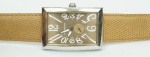 Relógio Amsterdam Sauer, caixa em aço 34mm, pulseira de couro caramelo, sem funcionamento.