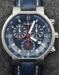 Relógio Natan Acqua, caixa em aço 42mm, mostrador azul, pulseira de couro azul, em perfeito estado.