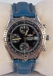 Relógio Breitling, Automatic, caixa em aço 38mm, pulseira de couro azul, em perfeito estado.