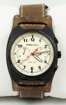 Relógio Momo Design modelo Aviotime MD080 graphite/titanium, chronograph, caixa em aço 40mm, pulseira em couro marrom.