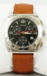 Relógio Natan Chronograph, caixa em aço 40mm, pulseira de couro marrom, em perfeito estado.