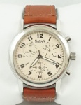 Relógio Natan MD 9181, caixa em aço 42mm, pulseira de couro marrom, em perfeito estado.