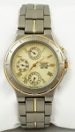 Relógio Citizen Titanium 6427 - 624005 TA. 650060, 6N-4W-S, caixa 34mm e pulseira em aço com detalhes em dourado, em perfeito estado.