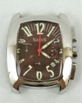 Relógio Natan, caixa em aço 36mm, sem pulseira, máquina sem funcionamento.