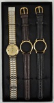 Relógio Dumont caixa 31mm em aço com detalhe em dourado, kit com pulseira em aço, couro preto e couro marrom, em perfeito estado.