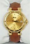 Relógio Mido Ocean Star Q, caixa em plaqué d'or 35mm, pulseira de couro marrom, em perfeito estado.