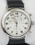 Relógio Natan, caixa em aço 42mm, pulseira de couro preto, mostrador branco, em perfeito estado.
