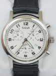 Relógio Natan, caixa em aço 42mm, pulseira de couro preto, mostrador branco, em perfeito estado.