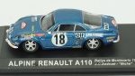 Alpine Renault A110, Rallye de Monte Carlo 1973, JCAndruet-Biche. Acondicionado em caixa de acrílico.Comprimento 10 cm.