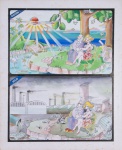 DANIEL AZULAY - " Poluição" Desenho original p/ Revista Manchete nº 1329, pág 162 , ecoline bico de pena, medindo 36,5x44,5 cm.  Preço de avaliação R$ 500,00