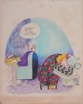 DANIEL AZULAY - " Datilógrafa" Desenho original, Cartoon, bico de pena, medindo 36x44 cm. Preço de avaliação R$ 350,00