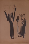 DANIEL AZULAY -  "Marido, mulher e outro"  Série Jerusalém, reprodução em papel craft, med 35,5 x 53 cm . Preço de avaliação R$ 250,00