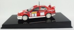 Miniatura carrinho corrida - Mitsubishi Lancer VI WRC, medida 10 x 5 cm, acompanha caixa de plástico medida 8 x 16 x 8 cm.