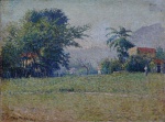 GUTTMANN BICHO - " Paisagem " pintura pontilista, óleo s/ tela, medindo 37x50 cm, c/ moldura 63x76 cm, assinado no CIE, datado de 1925