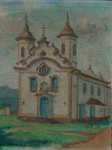 MILTON DA COSTA - " Igreja do Carmo - Mariana - MG " óleo s/ tela, medindo 24x20 cm, c/ moldura 45x40 cm, assinado no CID com o cabo do pincel.