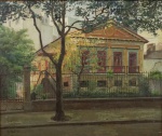 GUSTAVO DALL'ARA. "Palacete em Laranjeiras- Rio de Janeiro", óleo s/tela, 75 x 85 cm. Emoldurado, 73 x 85 cm.  Assinado no CIE.