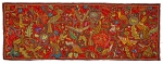 CONCESSA COLAÇO. Belíssima tapeçaria decorada com frutos e aves, medindo 115 x 300 cm, assinado CIE