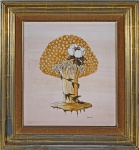FLEUR - " Árvore Rosa", óleo s/ madeira, medindo 38x34 cm, c/ moldura 63x48 cm, assinado e datado de 68 no CID