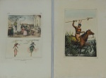 Duas gravuras de Debret , coloridas , medindo 54 x 36 cm. Sem moldura ( no estado).