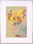 CARLOS LEÃO. "Vaso com flores", aquarela, 55 x 37 cm. Assinado no CID. Emoldurado com vidro, 78 x 59 cm.