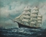 Peter - "Marinha com barco", óleo sobre tela, assinado c.i.d. Medida 24 x 28 cm, moldura 42 x 46 cm.OBS: RETIRADA NO LOCAL AV ATLANTICA